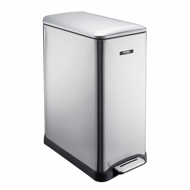 Cooks Professional 50L Dual Recycling Slimline Pedal Bin | Silver