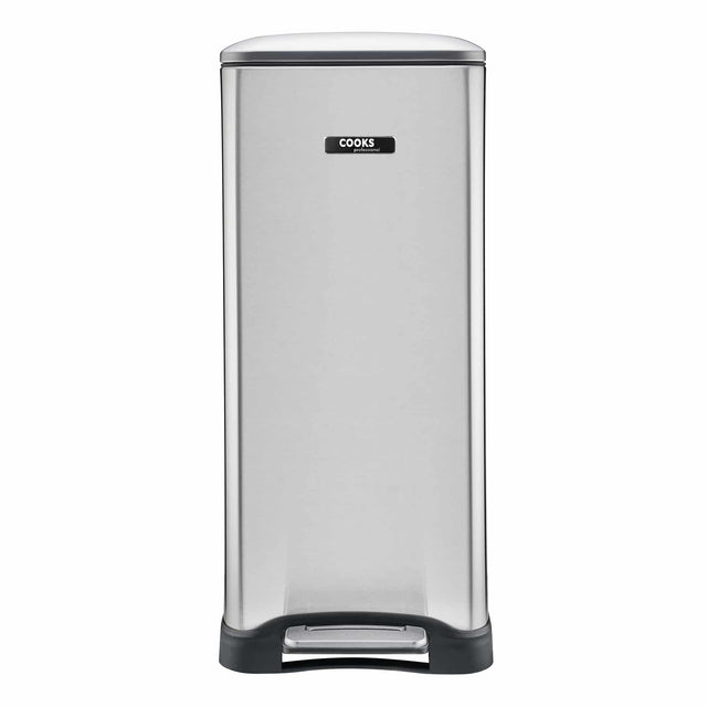 Cooks Professional 50L Dual Recycling Slimline Pedal Bin | Silver