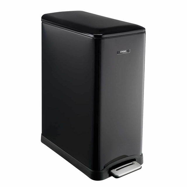 Cooks Professional 50L Dual Recycling Slimline Pedal Bin | Black