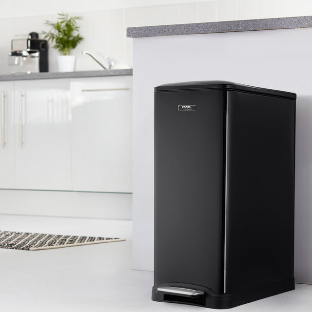 Cooks Professional 50L Dual Recycling Slimline Pedal Bin | Black