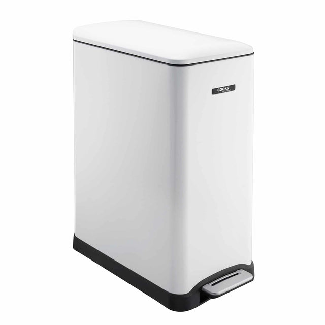 Cooks Professional 50L Dual Recycling Slimline Pedal Bin | White