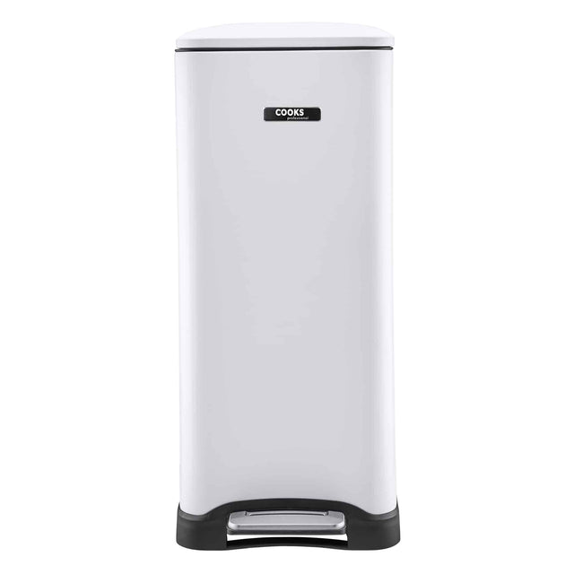 Cooks Professional 50L Dual Recycling Slimline Pedal Bin | White