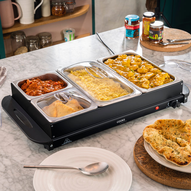 Cooks Professional 4 Section Buffet Warmer | 7.2L | Black