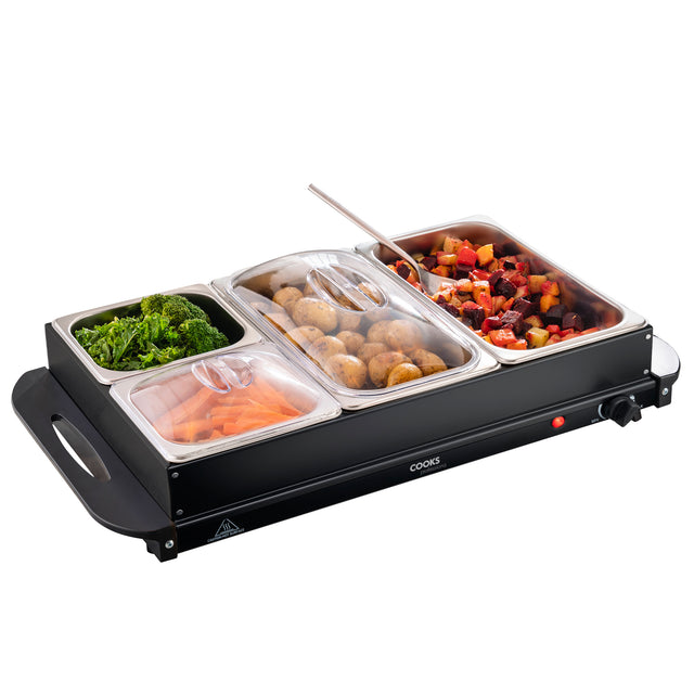 Cooks Professional 4 Section Buffet Warmer | 7.2L | Black