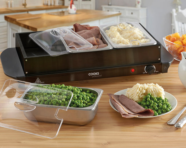 Cooks Professional 3 Section Buffet Warmer | 4.5L | Black