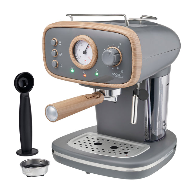 Cooks Professional Retro Espresso Machine | Nordic Grey