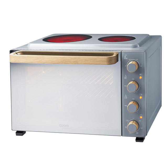 Cooks Professional 48L Mini Oven with 2 Ceramic Hobs | Grey Nordic