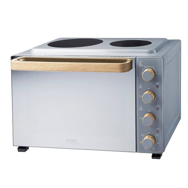Cooks Professional 48L Mini Oven with 2 Ceramic Hobs | Grey Nordic