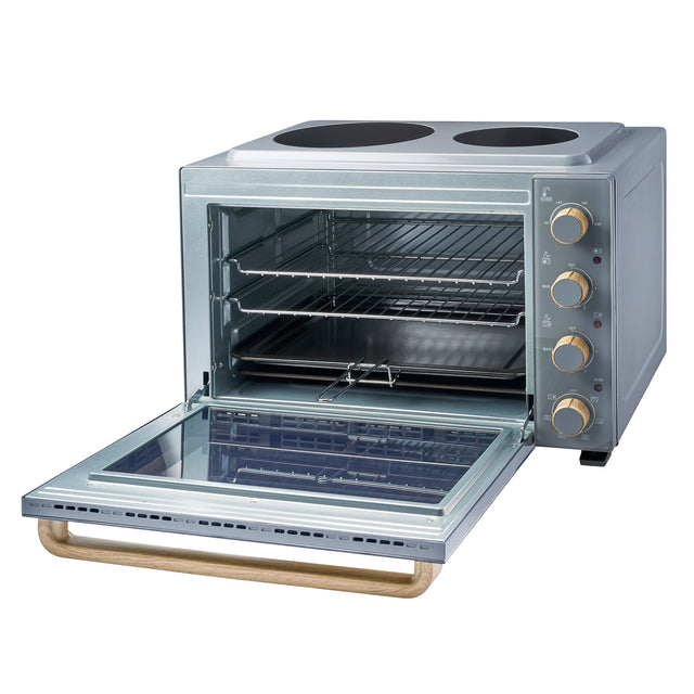 Cooks Professional 48L Mini Oven with 2 Ceramic Hobs | Grey Nordic