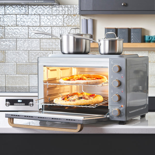 Cooks Professional 48L Mini Oven with 2 Ceramic Hobs | Grey Nordic