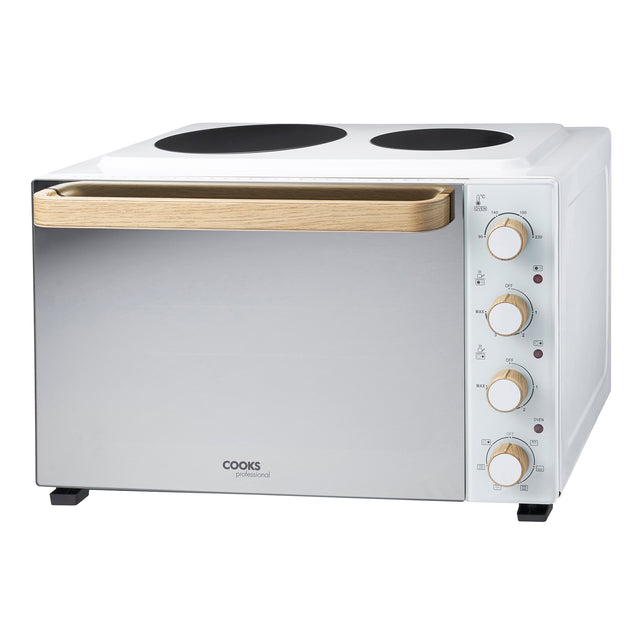 Cooks Professional 48L Mini Oven with 2 Ceramic Hobs | White Nordic