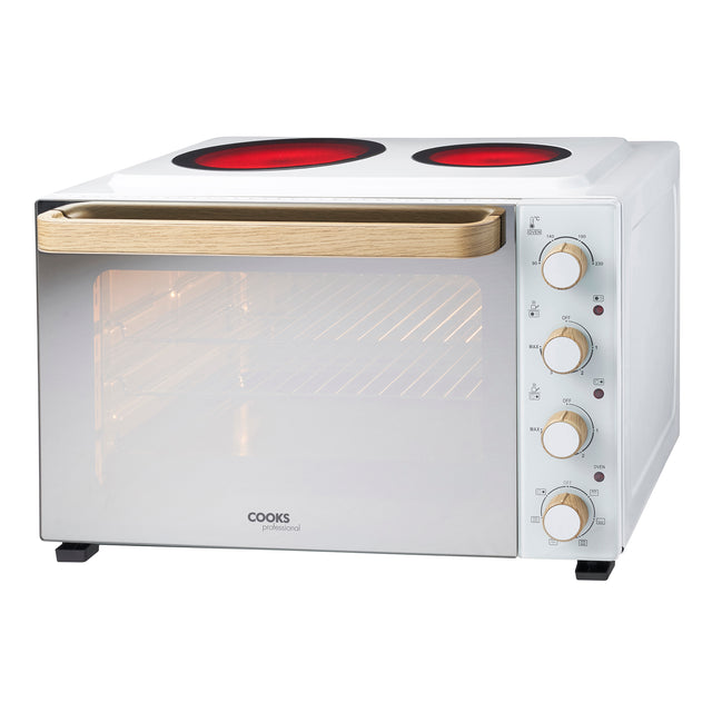 Cooks Professional 48L Mini Oven with 2 Ceramic Hobs | White Nordic
