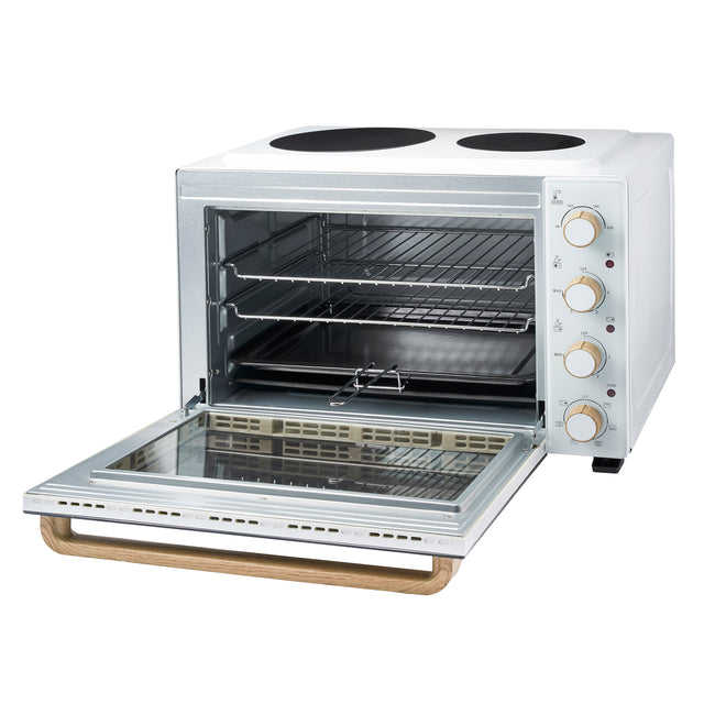 Cooks Professional 48L Mini Oven with 2 Ceramic Hobs | White Nordic