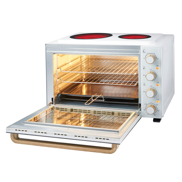 Cooks Professional 48L Mini Oven with 2 Ceramic Hobs | White Nordic