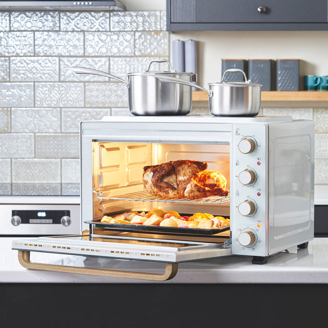 Cooks Professional 48L Mini Oven with 2 Ceramic Hobs | White Nordic