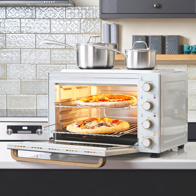 Cooks Professional 48L Mini Oven with 2 Ceramic Hobs | White Nordic