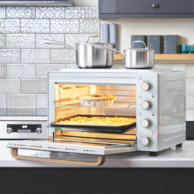 Cooks Professional 48L Mini Oven with 2 Ceramic Hobs | White Nordic