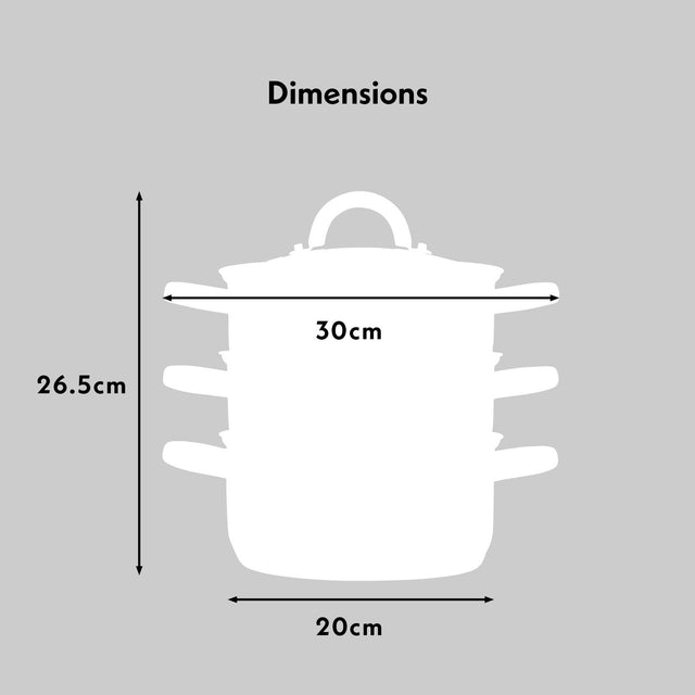 Cooks Professional 3 Tier Stainless Steel Steamer | 20cm