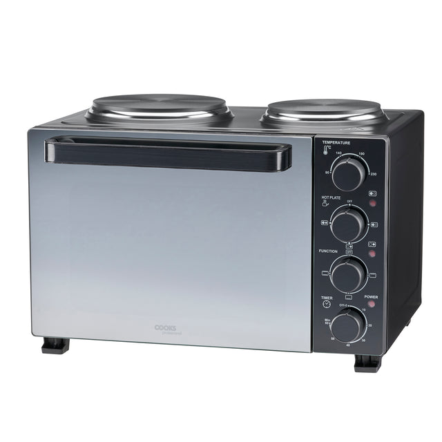 Cooks Professional 28L Mini Oven with 2 Hobs | Black