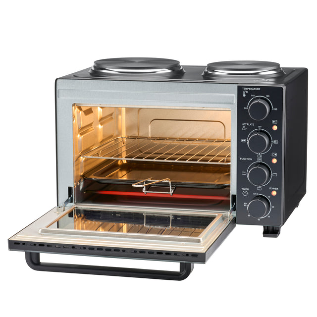 Cooks Professional 28L Mini Oven with 2 Hobs | Black