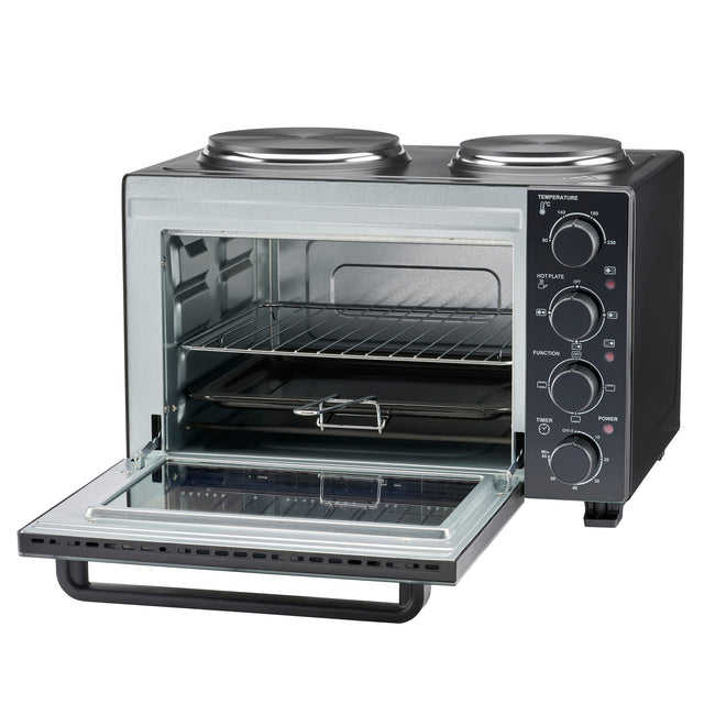 Cooks Professional 28L Mini Oven with 2 Hobs | Black