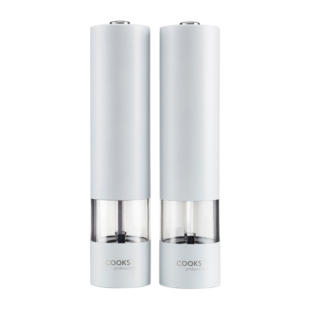 Cooks Professional Electric Salt and Pepper Mill Set | White