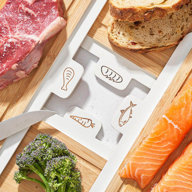 Cooks Professional 4 Piece Bamboo Index Chopping Board Set | White Tabs