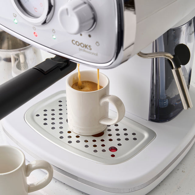 Cooks Professional Retro Espresso Machine | White / Silver