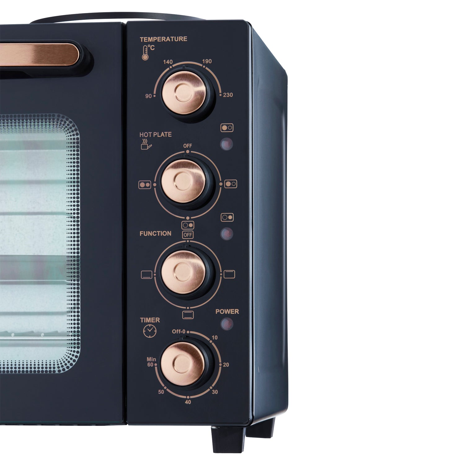 Cooks Professional 34L Mini Oven with 2 Hobs | Black / Copper