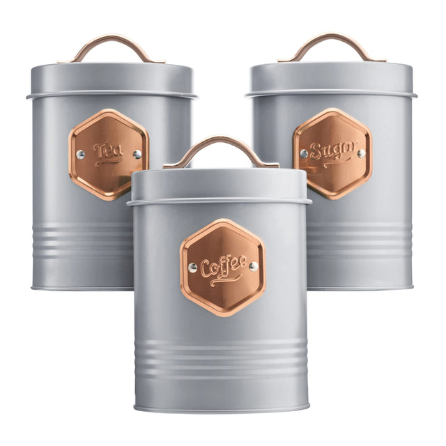 Cooks Professional 3 Piece Kitchen Storage Set | Grey / Copper