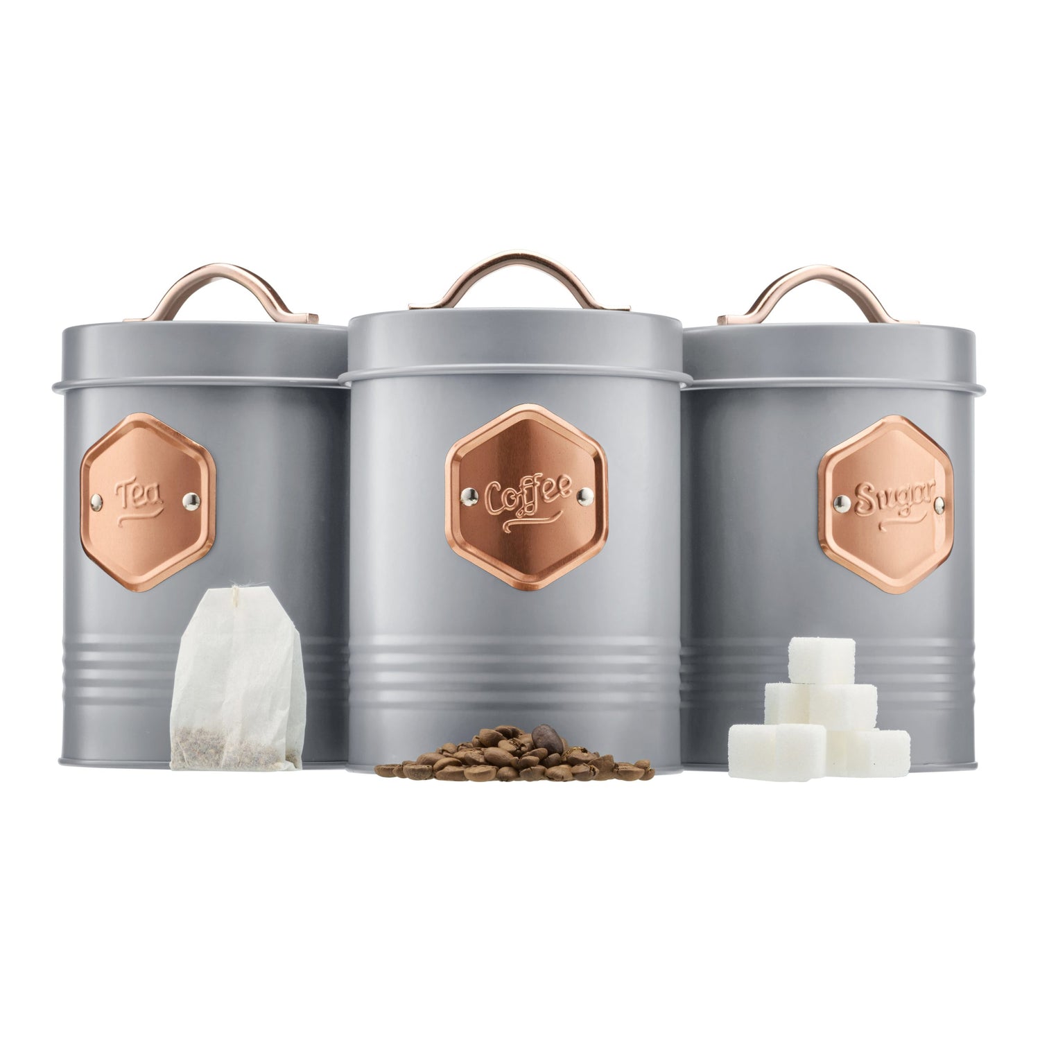 Cooks Professional 3 Piece Kitchen Storage Set | Grey / Copper
