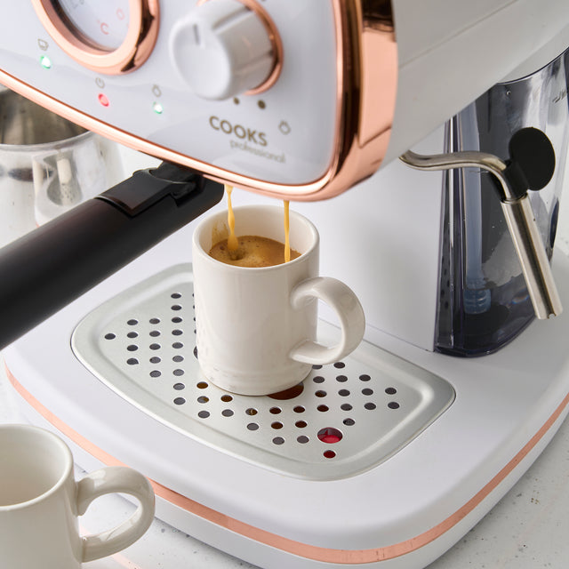 Cooks Professional Retro Espresso Machine | White / Copper