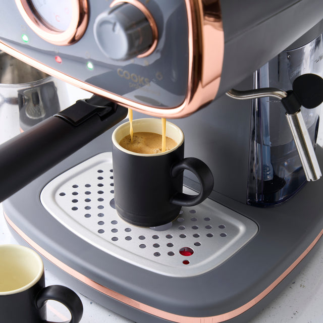 Cooks Professional Retro Espresso Machine | Grey / Copper