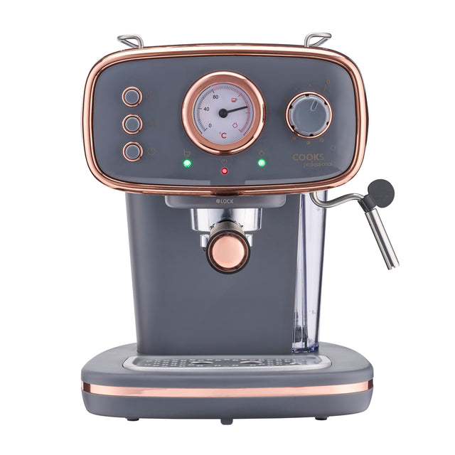 Cooks Professional Retro Espresso Machine | Grey / Copper