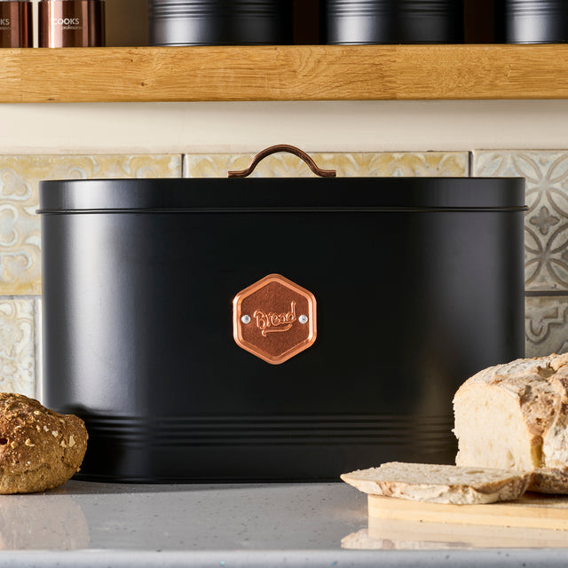 Cooks Professional Bread Bin | Black / Copper