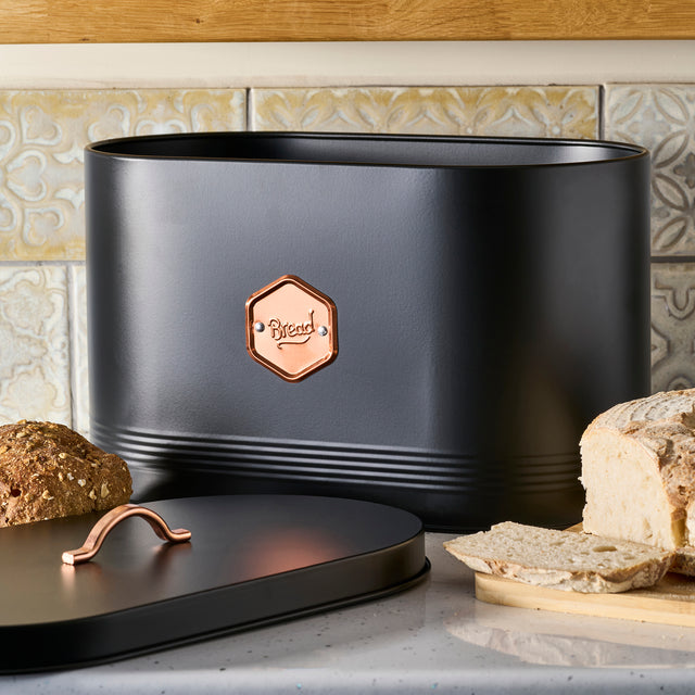 Cooks Professional Bread Bin | Black / Copper