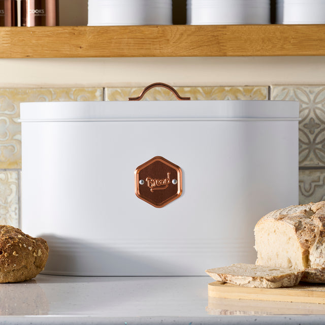 Cooks Professional Bread Bin | White / Copper