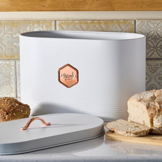 Cooks Professional Bread Bin | White / Copper