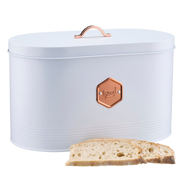 Cooks Professional Bread Bin | White / Copper