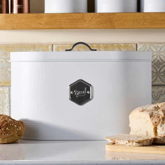 Cooks Professional Bread Bin | White / Silver