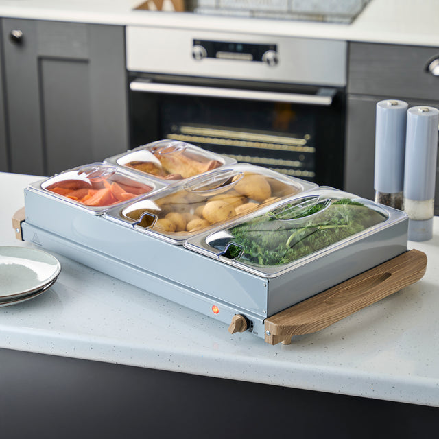 Cooks Professional 4 Section Buffet Warmer | 7.2L | Nordic Grey