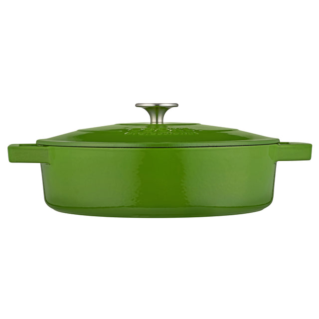 Cooks Professional 28cm Shallow Cast Iron Casserole | Graduated Green