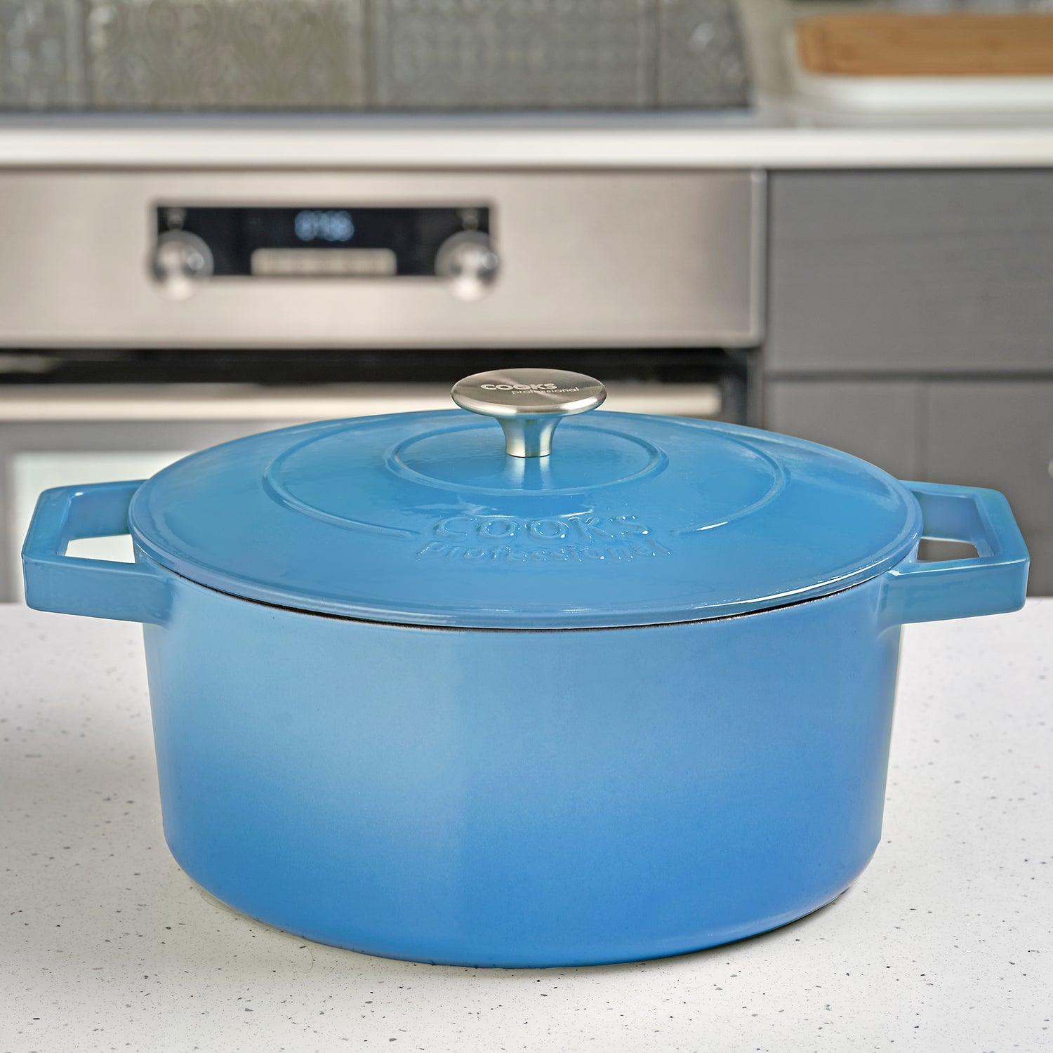 Cooks Professional 26cm Cast Iron Casserole | Graduated Blue