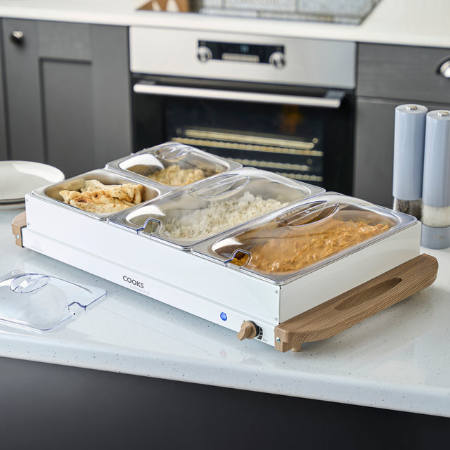 Cooks Professional 4 Section Buffet Warmer | 7.2L | Nordic White