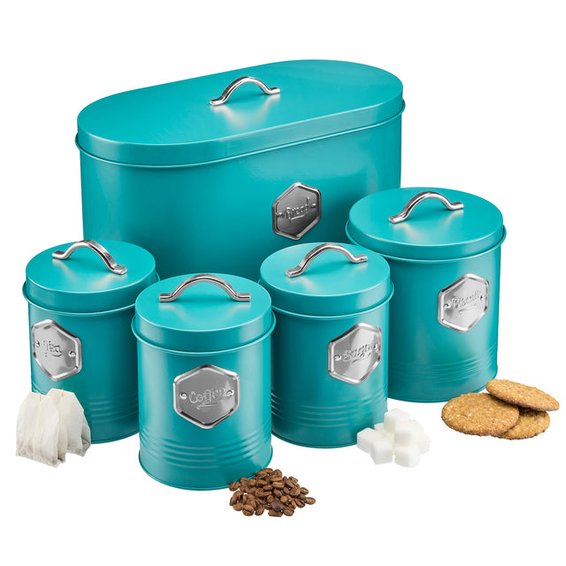 Cooks Professional 5 Piece Kitchen Storage Set | Teal / Silver