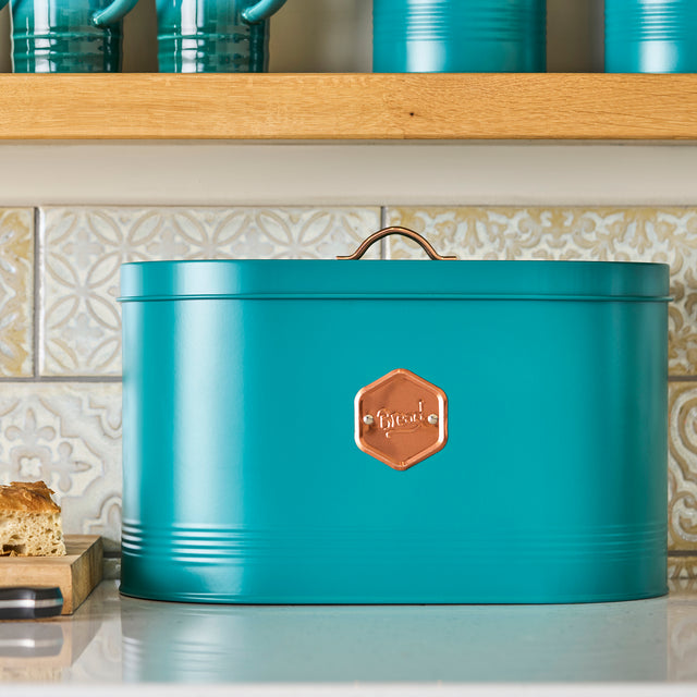 Cooks Professional Bread Bin | Teal / Copper