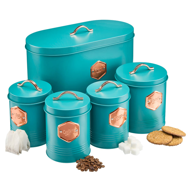 Cooks Professional 5 Piece Kitchen Storage Set | Teal / Copper