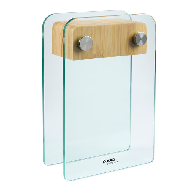 Cooks Professional Glass and Bamboo Knife Block