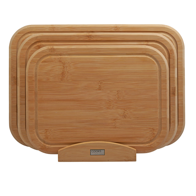 Cooks Professional 3 Piece Bamboo Chopping Board Set with Stand