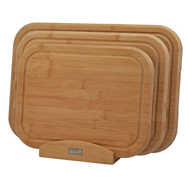 Cooks Professional 3 Piece Bamboo Chopping Board Set with Stand